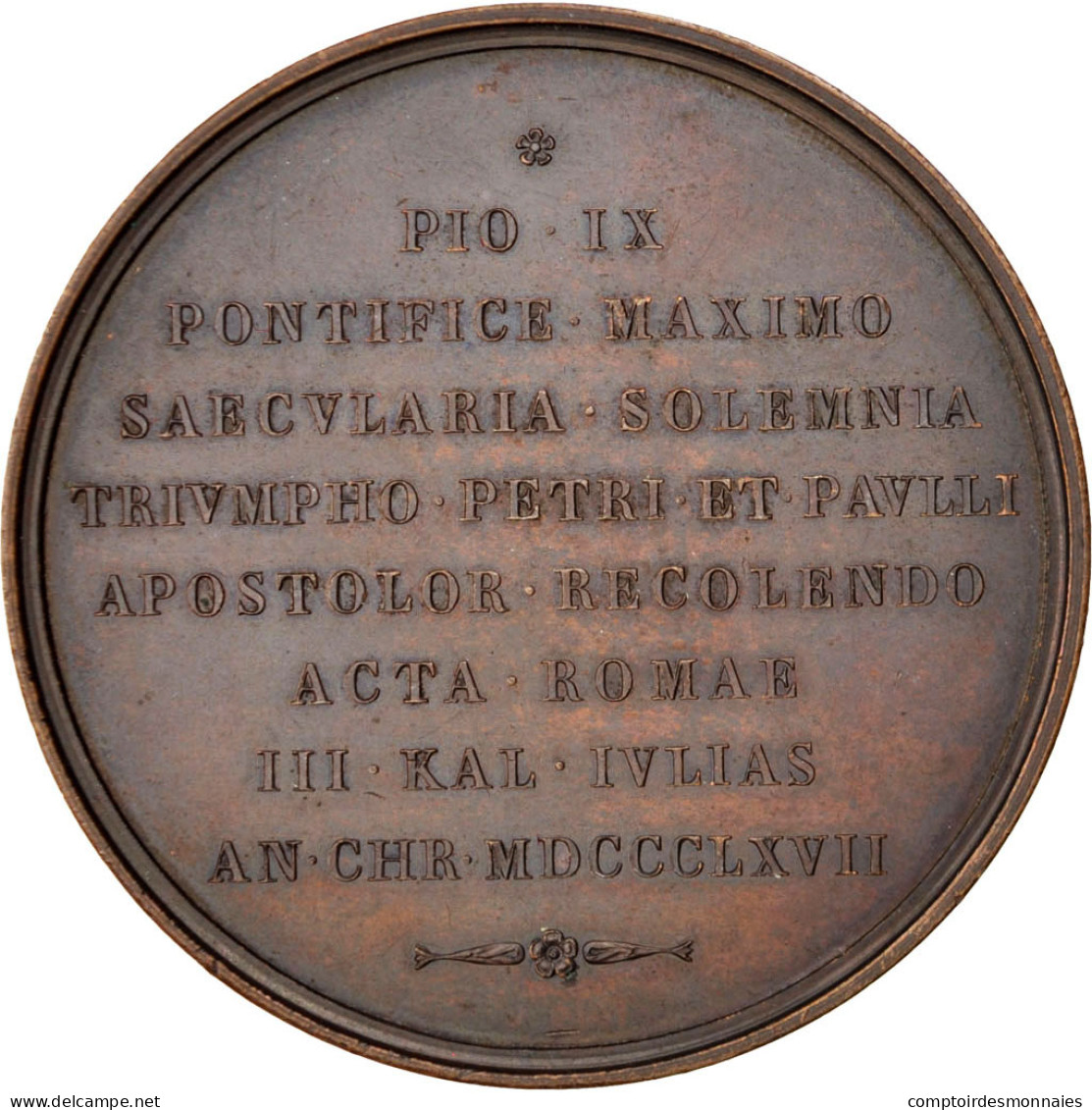 Vatican, Médaille, Pie IX, 1867, Bronze, SUP - Andere & Zonder Classificatie