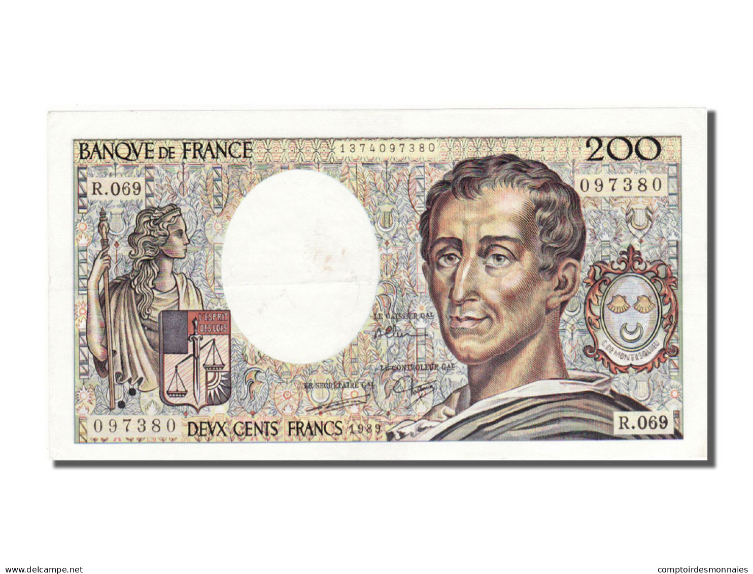 Billet, France, 200 Francs, 200 F 1981-1994 ''Montesquieu'', 1989, TTB+ - 200 F 1981-1994 ''Montesquieu''