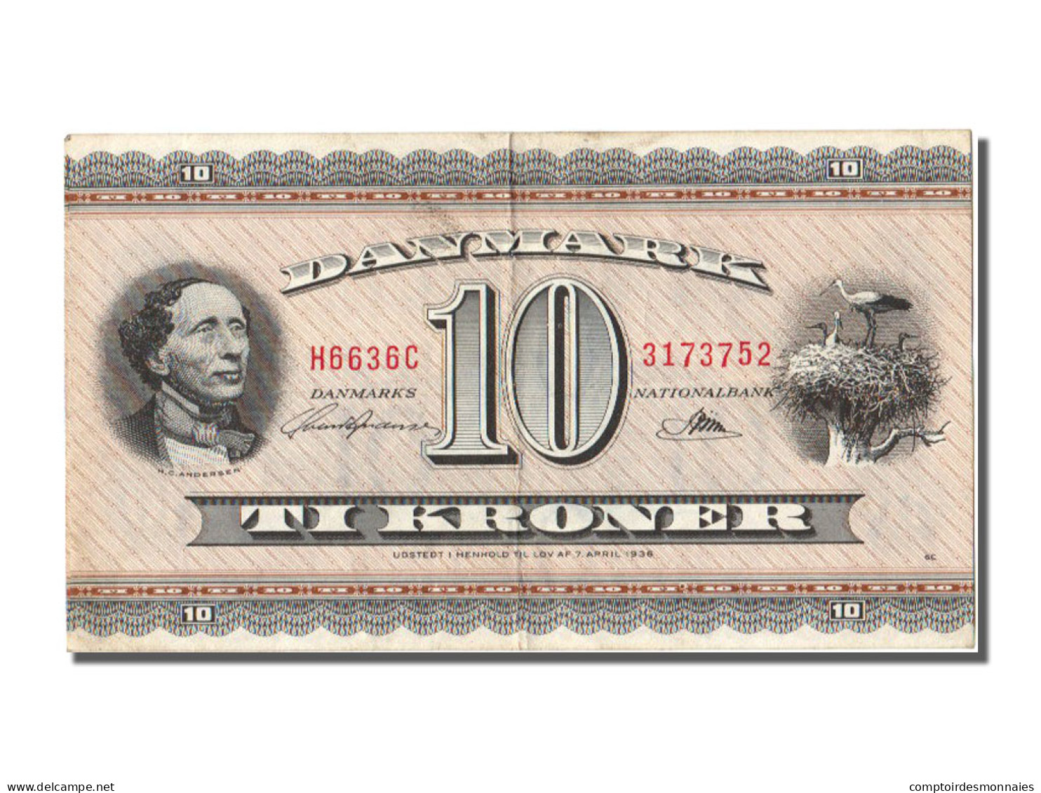 Billet, Danemark, 10 Kroner, 1963, TTB - Denmark