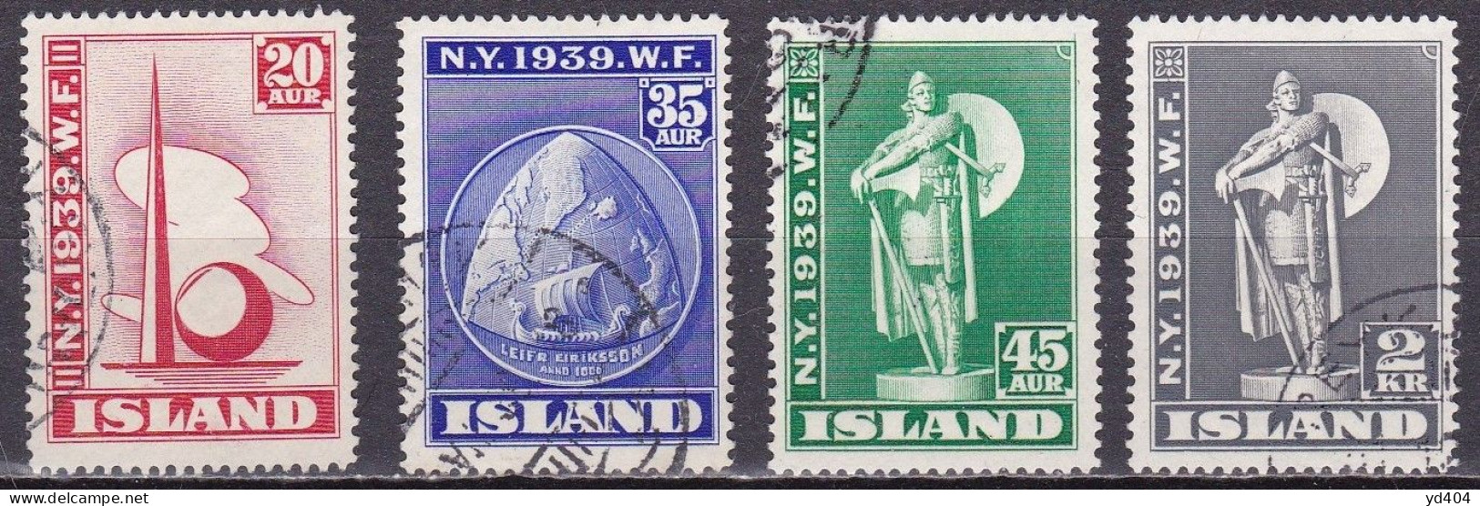 IS038 – ISLANDE – ICELAND – 1939 – NEW-YORK WORLD FAIR – SG # 238/41 USED 195 € - Oblitérés