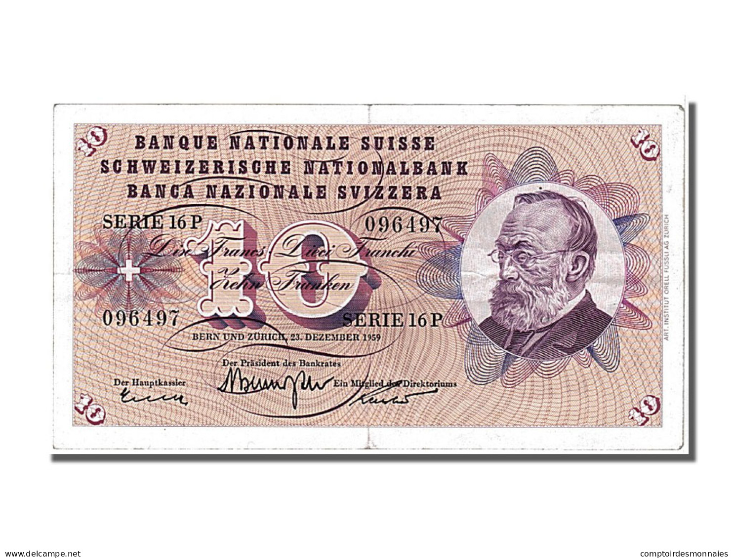 Billet, Suisse, 10 Franken, 1959, 1959-12-23, TTB+ - Suisse