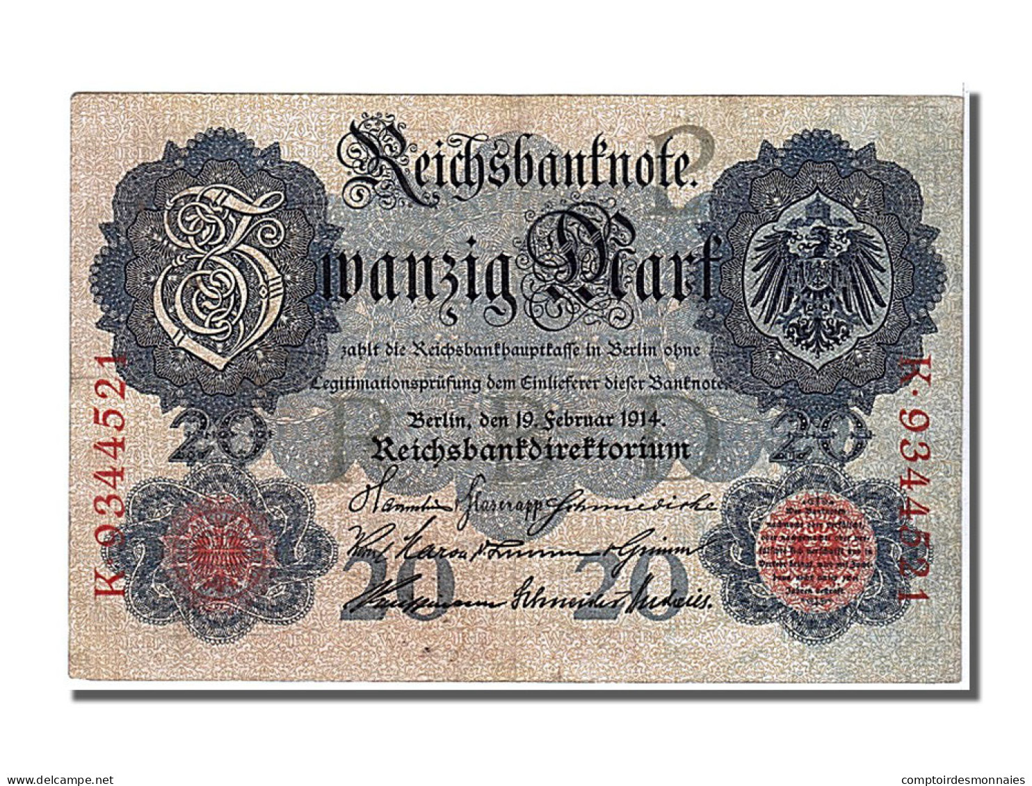 Billet, Allemagne, 20 Mark, 1914, 1914-02-19, TTB+ - 20 Mark