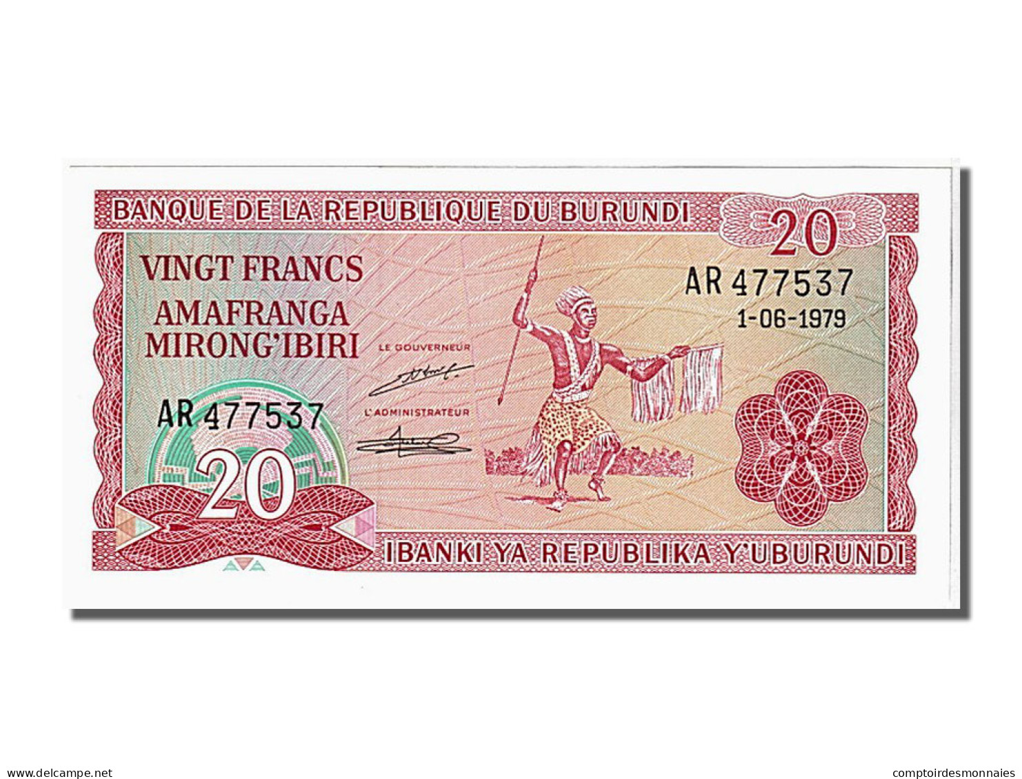 Billet, Burundi, 20 Francs, 1979, 1979-06-01, NEUF - Burundi