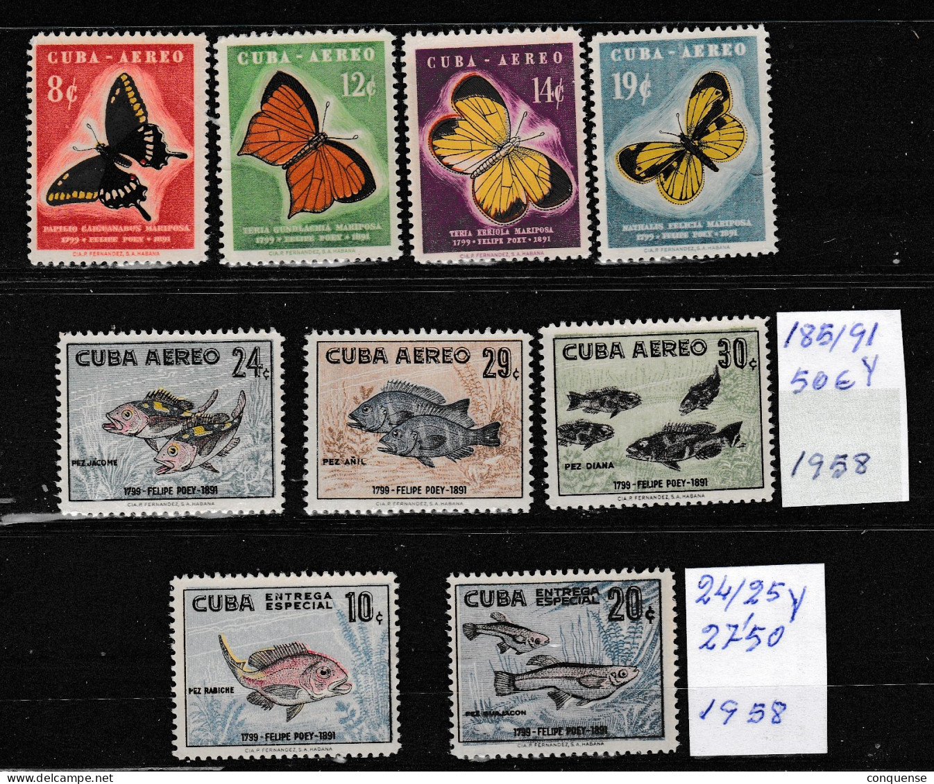 CUVA   1958  **  MNH YVERT  185\91 + 24\25  VALOR  77.50 €  ESCANEADOS  PORDETRAS - Ongebruikt