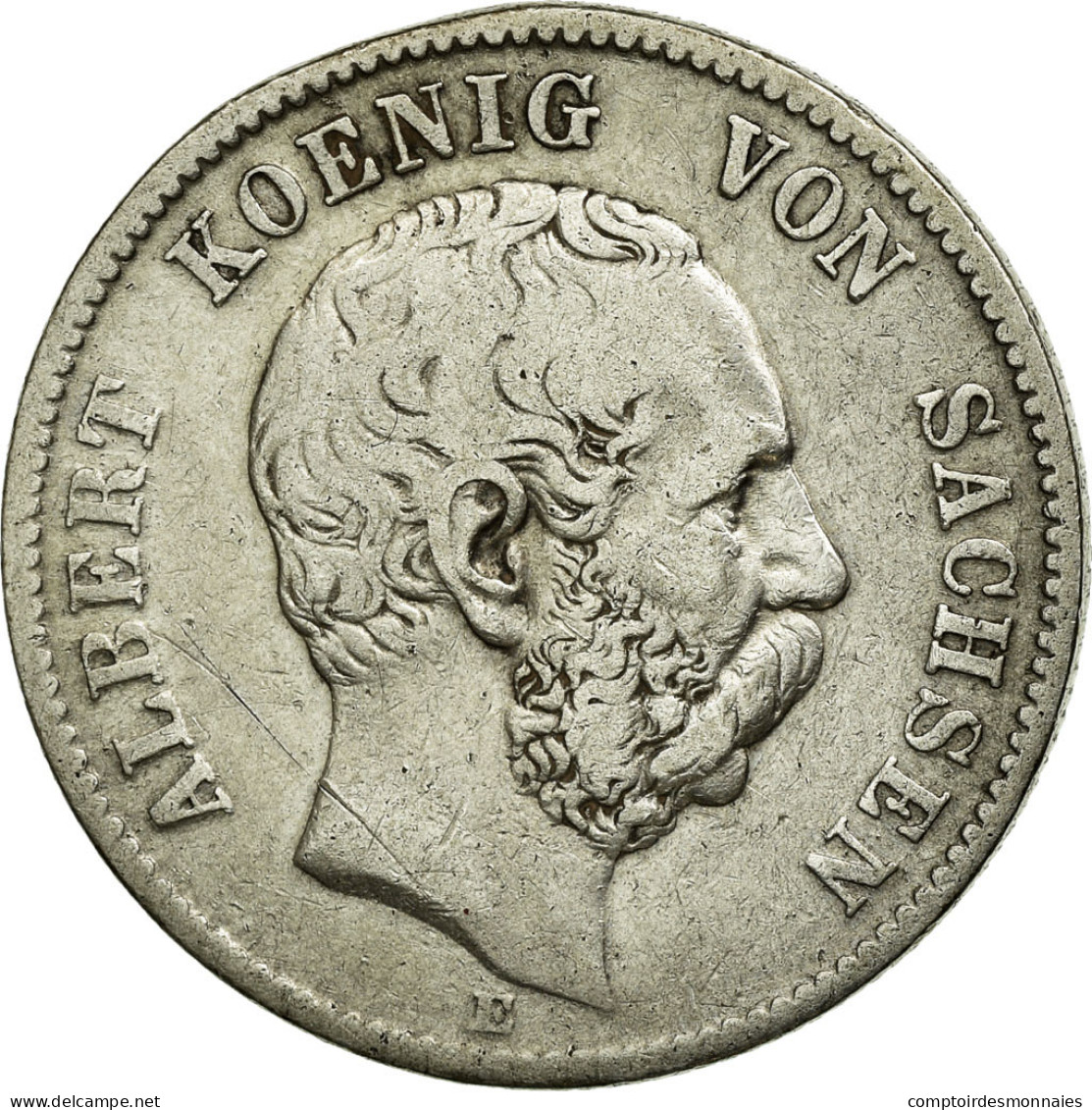 Monnaie, Etats Allemands, SAXONY-ALBERTINE, Albert, 2 Mark, 1877, TB+, Argent - Andere & Zonder Classificatie