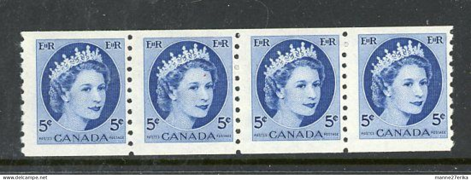 Canada MNH 1954 Wilding Portrait "Coil Stamps" - Ongebruikt