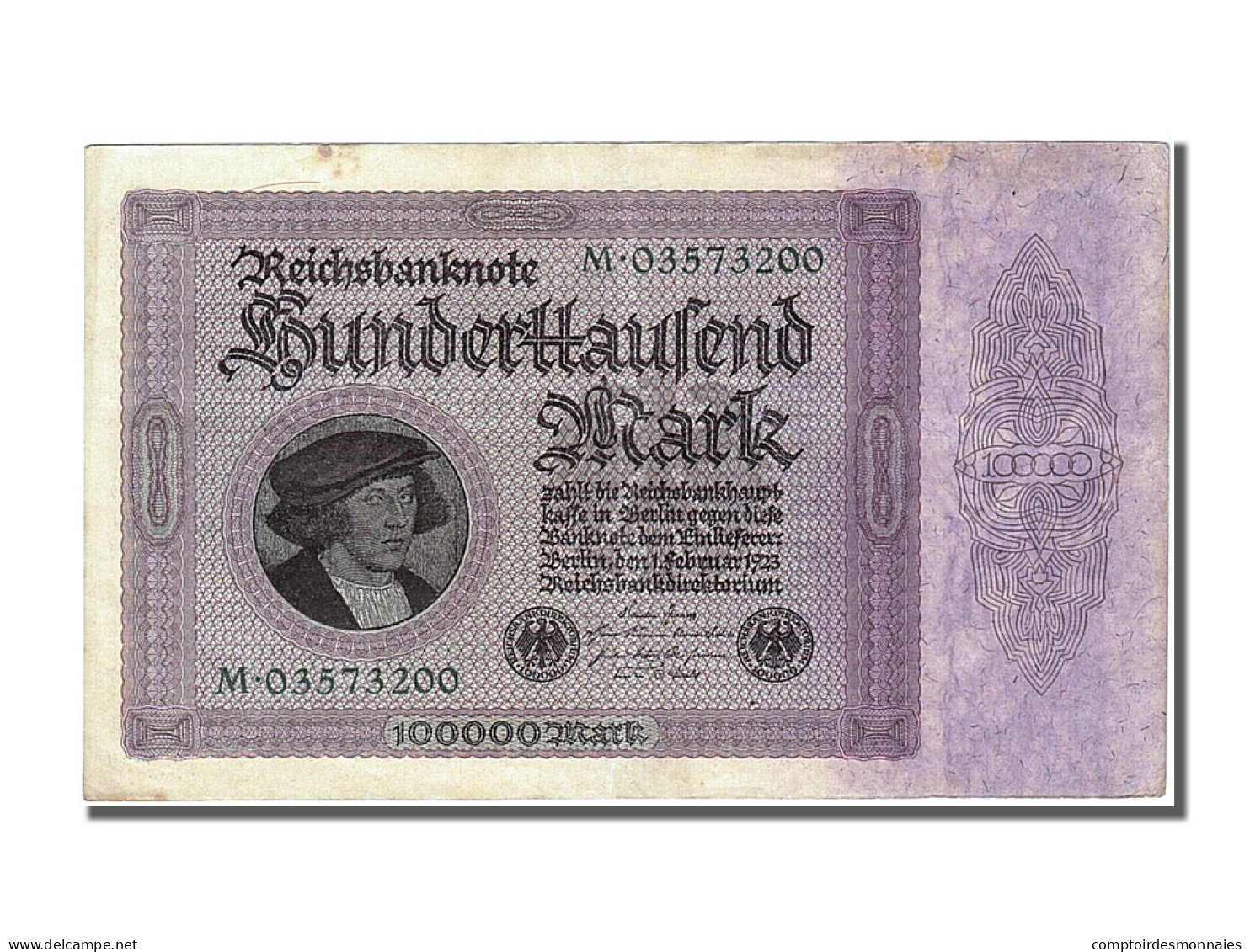 Billet, Allemagne, 100,000 Mark, 1923, 1923-02-01, TTB+ - 100000 Mark