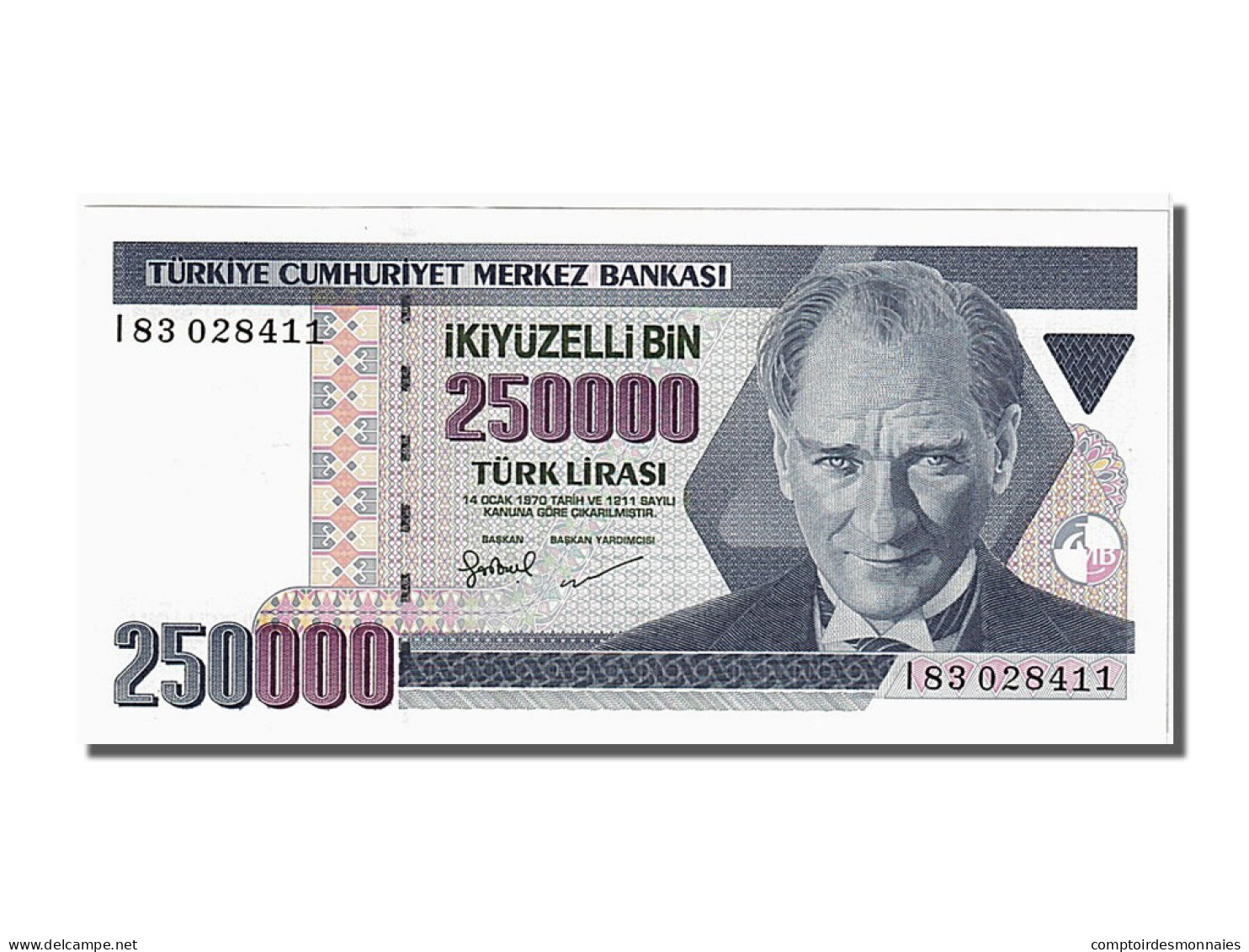 Billet, Turquie, 250,000 Lira, 1970, NEUF - Türkei