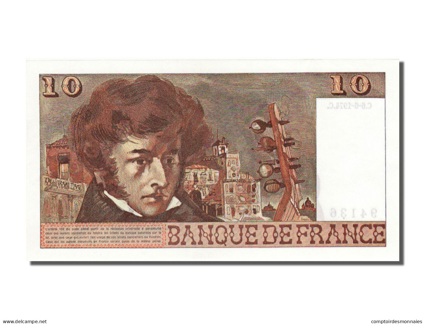 Billet, France, 10 Francs, 10 F 1972-1978 ''Berlioz'', 1974, 1974-06-06, SPL+ - 10 F 1972-1978 ''Berlioz''