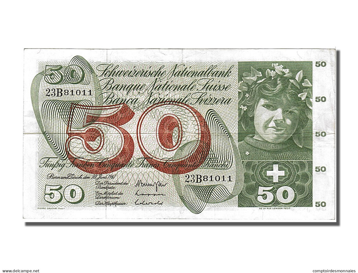 Billet, Suisse, 50 Franken, 1967, 1967-06-30, TTB+ - Zwitserland