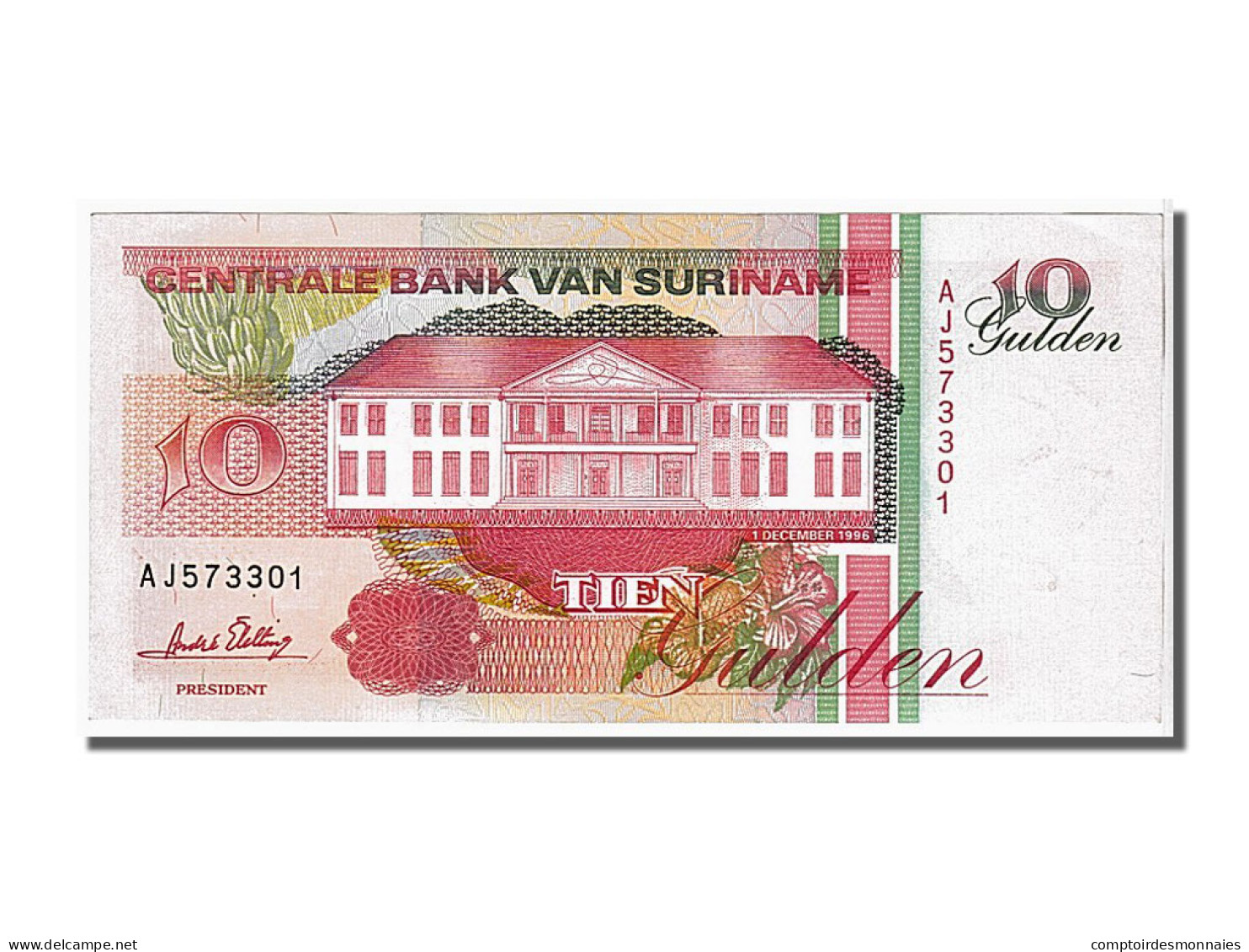 Billet, Suriname, 10 Gulden, 1996, 1996-12-01, KM:137b, NEUF - Surinam