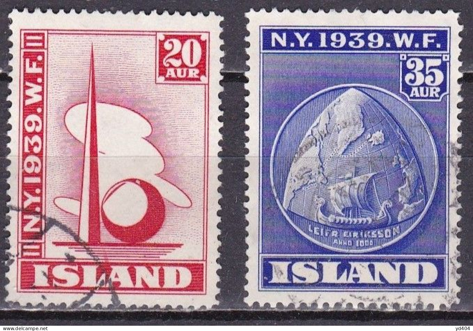 IS038C – ISLANDE – ICELAND – 1939 – NEW-YORK WORLD FAIR – SG # 238/9 USED 10 € - Usados