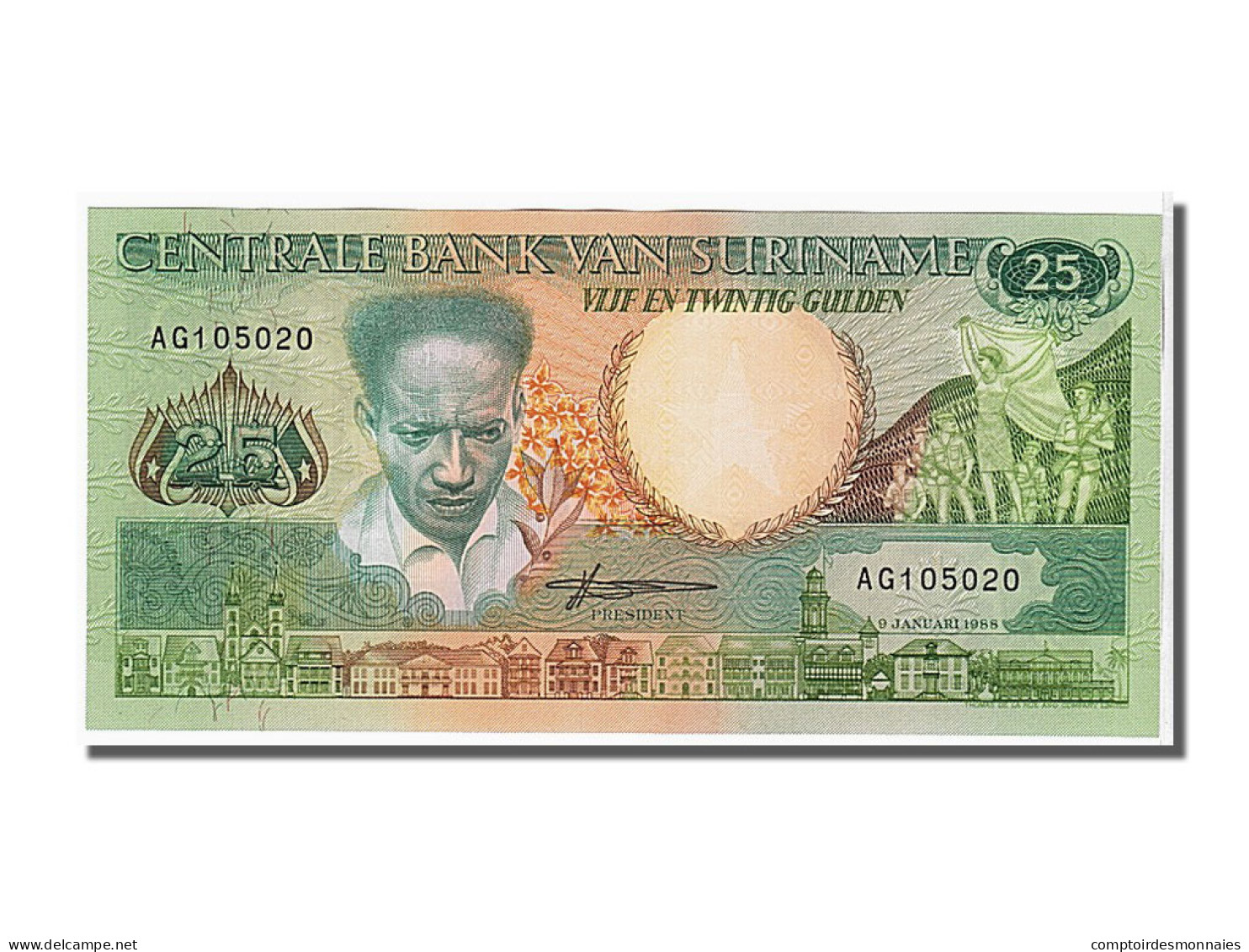 Billet, Suriname, 25 Gulden, 1988, 1988-01-09, KM:132b, NEUF - Suriname