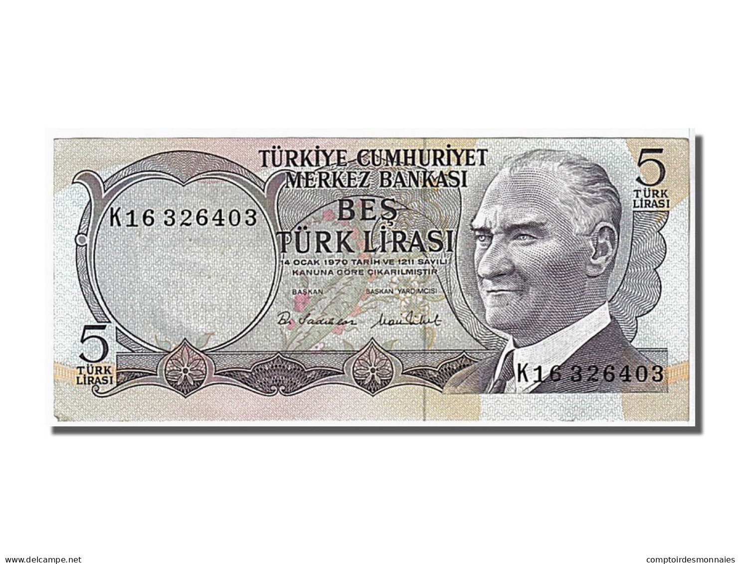 Billet, Turquie, 5 Lira, 1970, KM:185, NEUF - Turkije