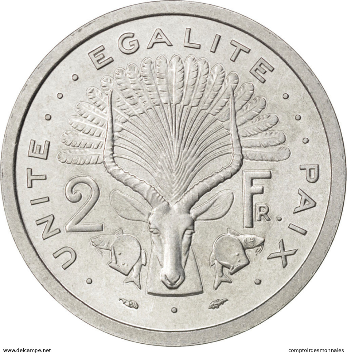 Monnaie, Djibouti, 2 Francs, 1977, SPL, Aluminium, KM:E2 - Dschibuti