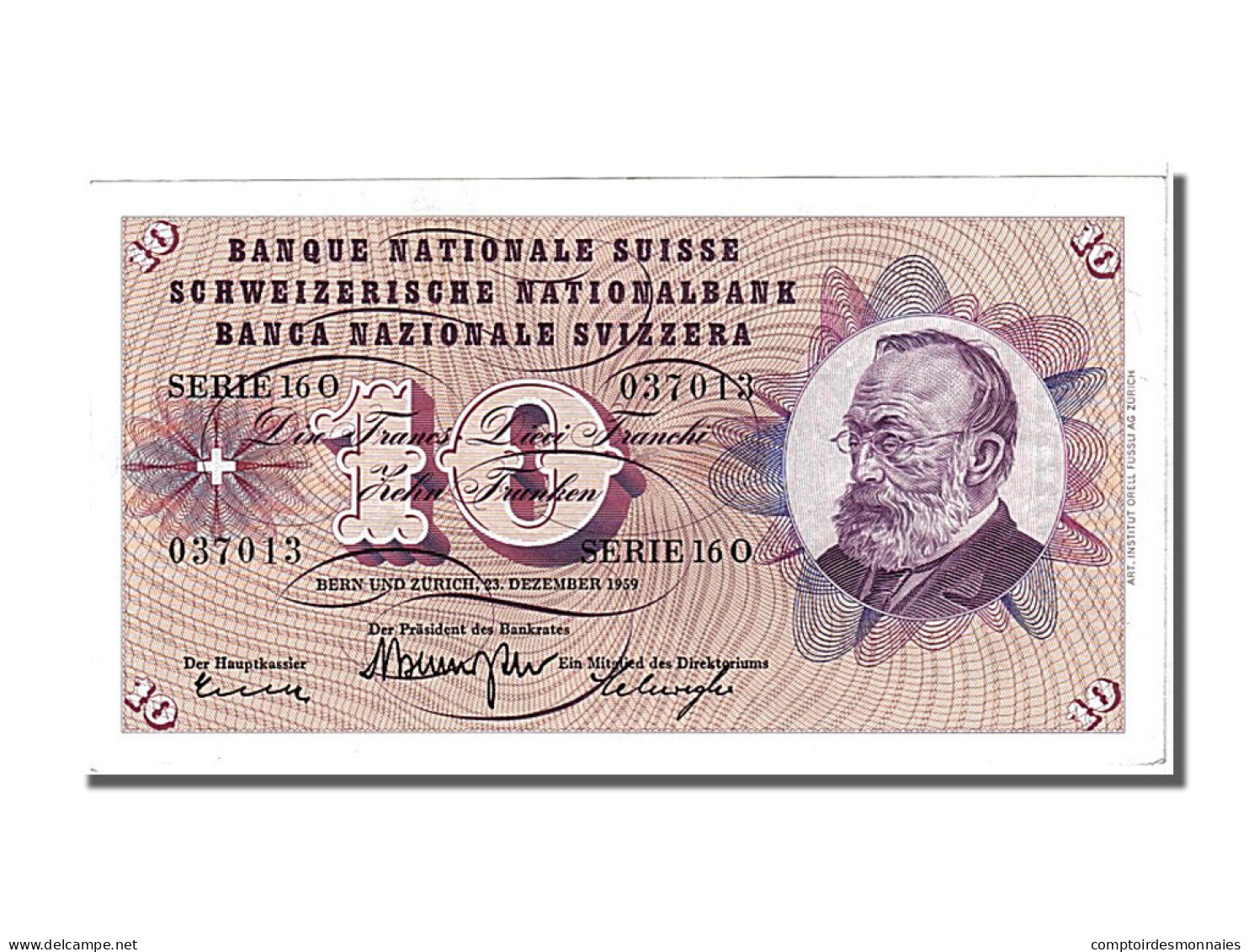 Billet, Suisse, 10 Franken, 1959, 1959-12-23, SPL - Zwitserland