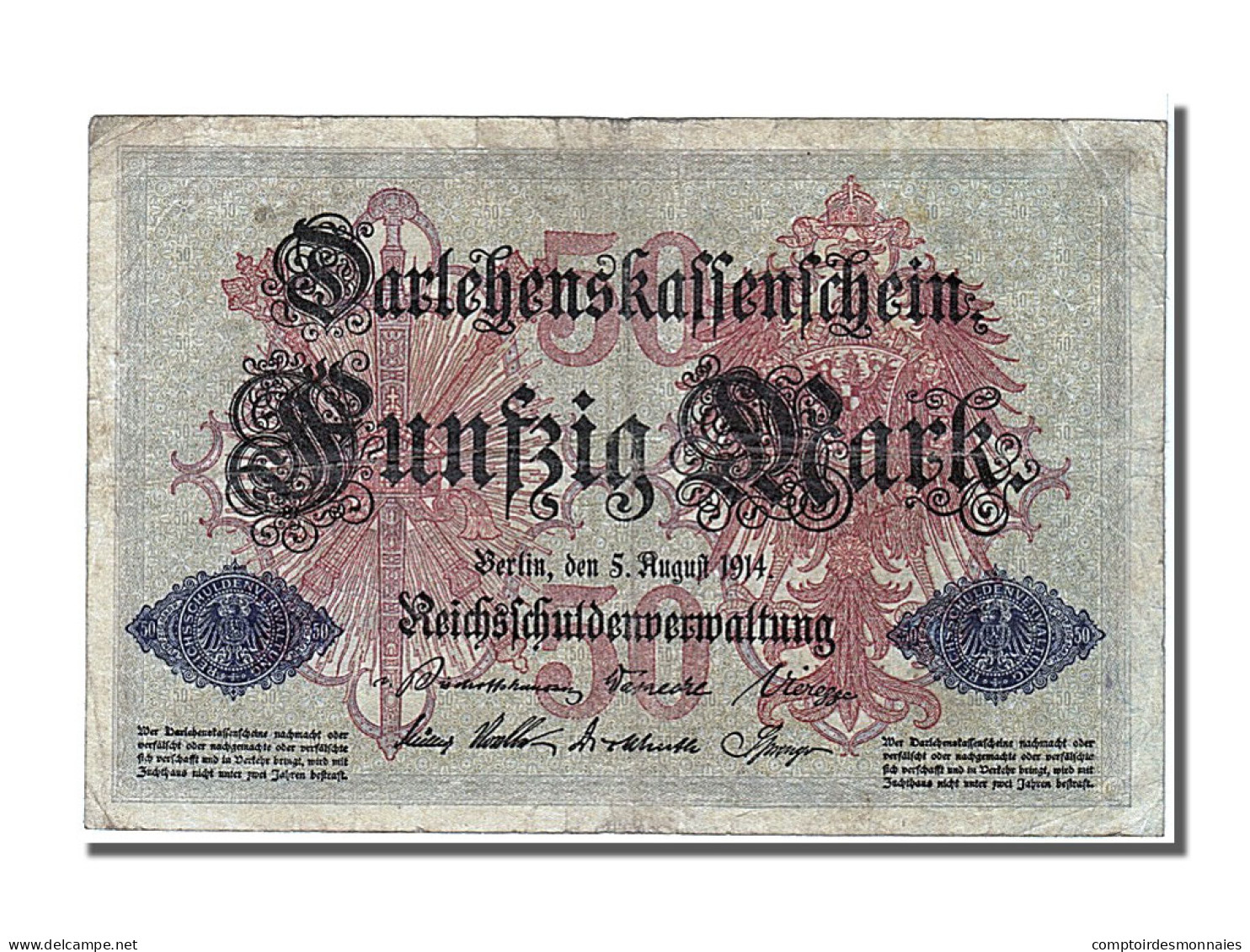 Billet, Allemagne, 50 Mark, 1914, 1914-08-05, TTB - 50 Mark