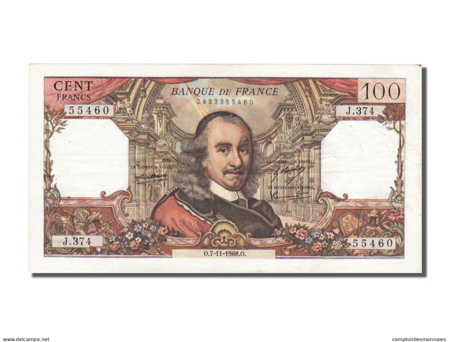 Billet, France, 100 Francs, 100 F 1964-1979 ''Corneille'', 1968, 1968-11-07 - 100 F 1964-1979 ''Corneille''