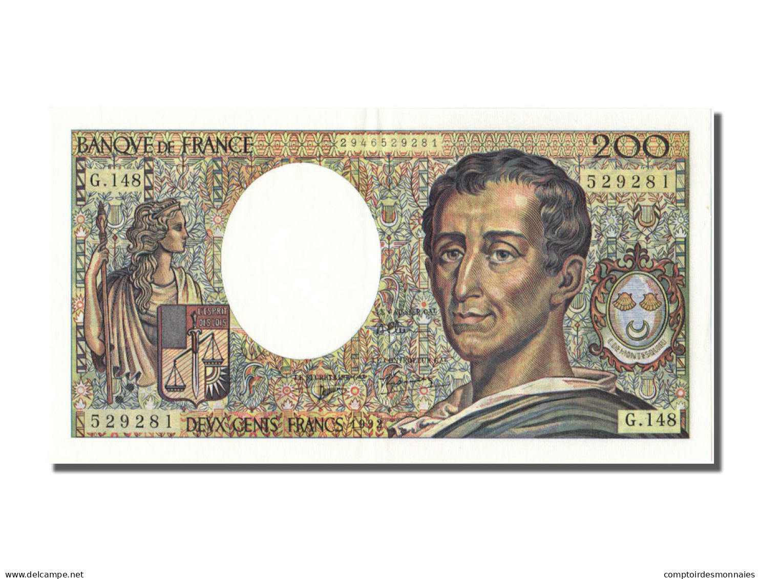 Billet, France, 200 Francs, 200 F 1981-1994 ''Montesquieu'', 1992, SPL - 200 F 1981-1994 ''Montesquieu''