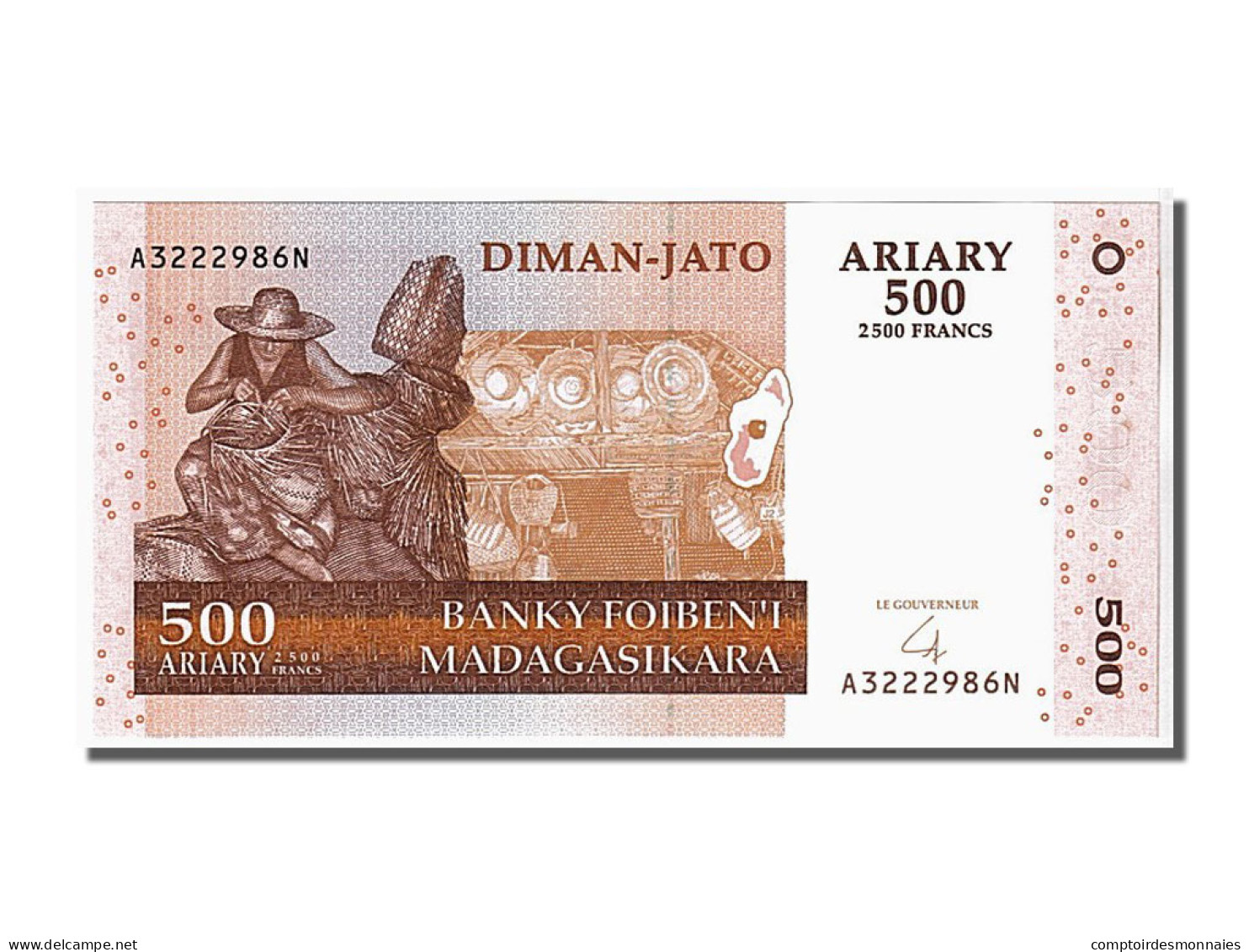 Billet, Madagascar, 500 Ariary, 2004, KM:88b, NEUF - Madagascar