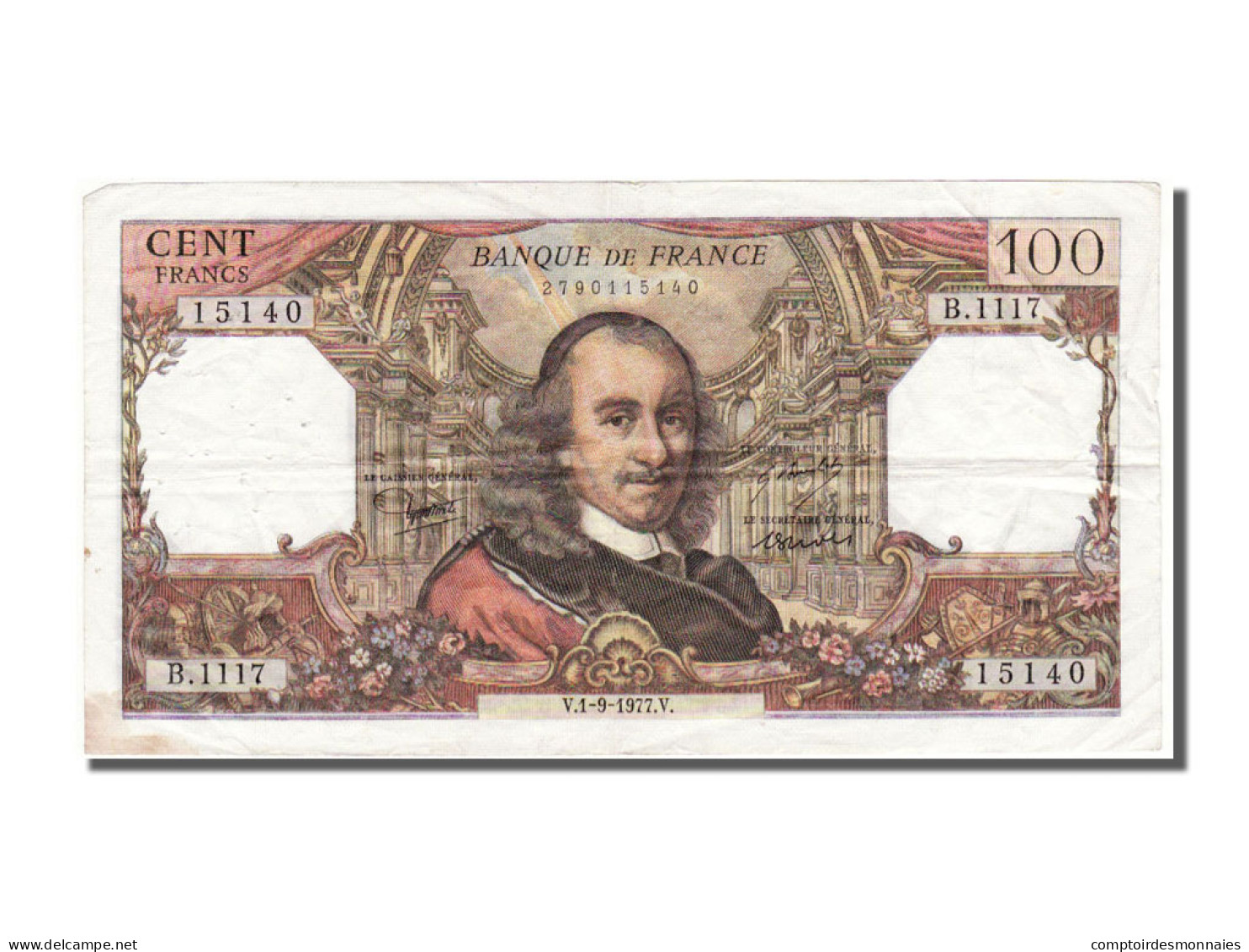 Billet, France, 100 Francs, 100 F 1964-1979 ''Corneille'', 1977, 1977-09-01 - 100 F 1964-1979 ''Corneille''