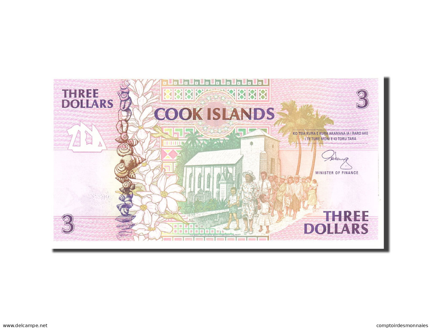 Billet, Îles Cook, 3 Dollars, 1987, Undated, KM:3a, NEUF - Isole Cook