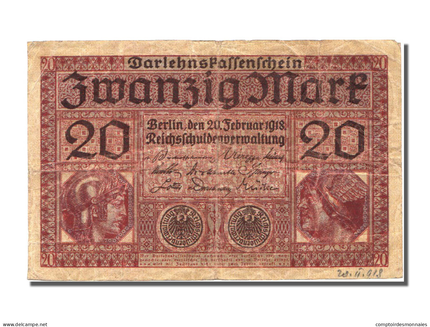 Billet, Allemagne, 20 Mark, 1918, 1918-02-20, TTB - 20 Mark