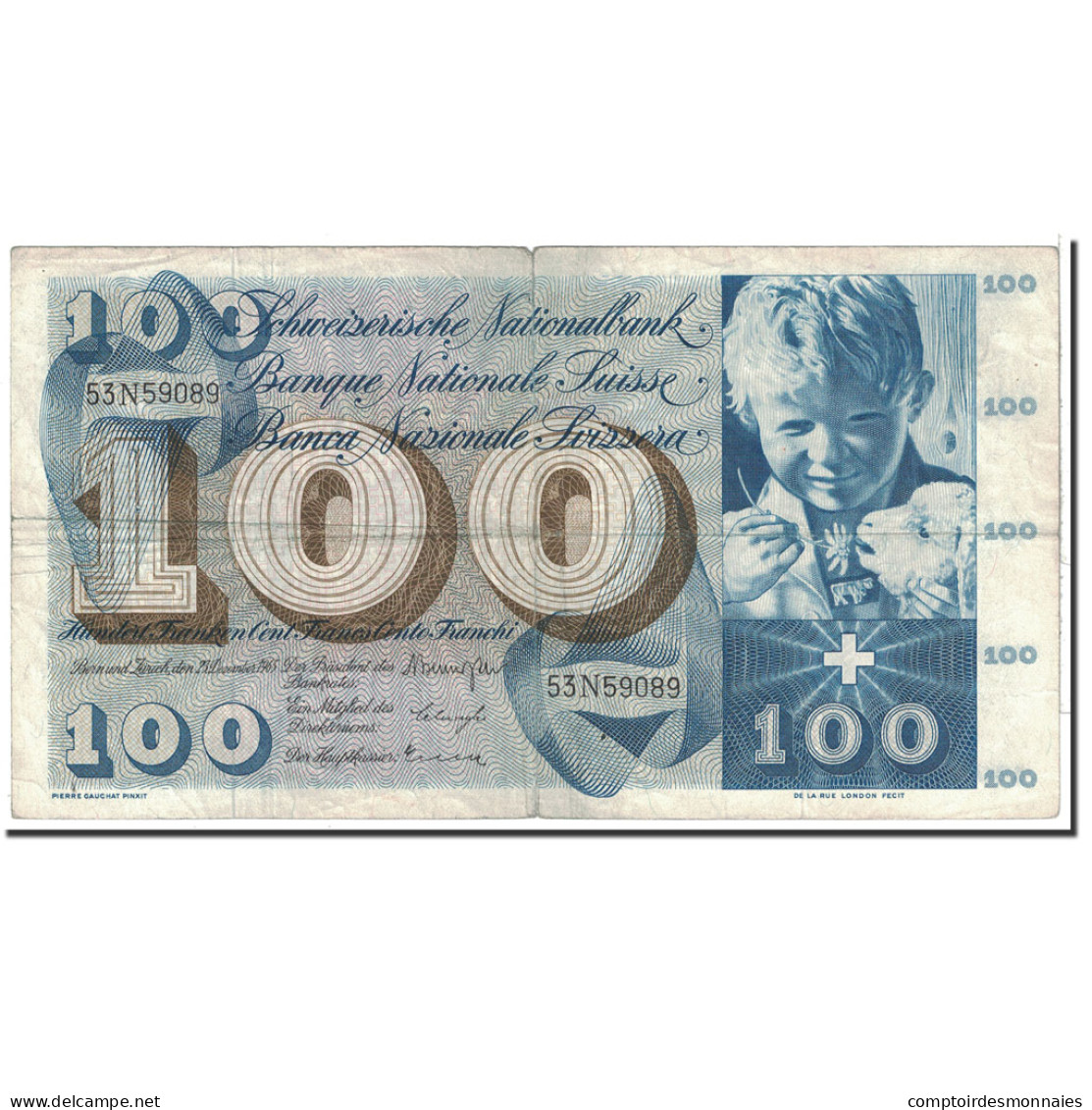Suisse, 100 Franken, 1965, KM:49h, 1965-12-23, TTB - Zwitserland