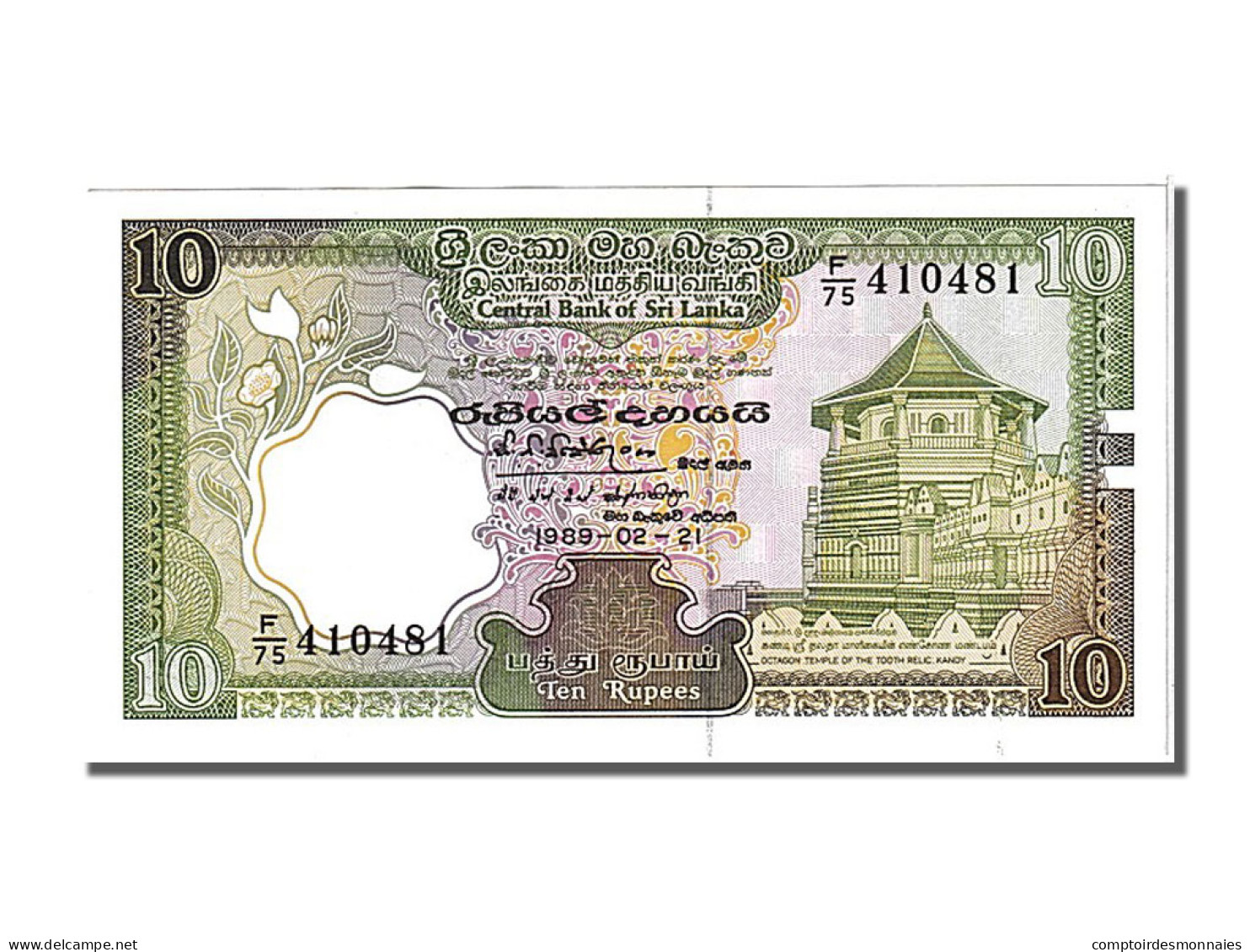Billet, Sri Lanka, 10 Rupees, 1989, 1989-02-21, NEUF - Sri Lanka