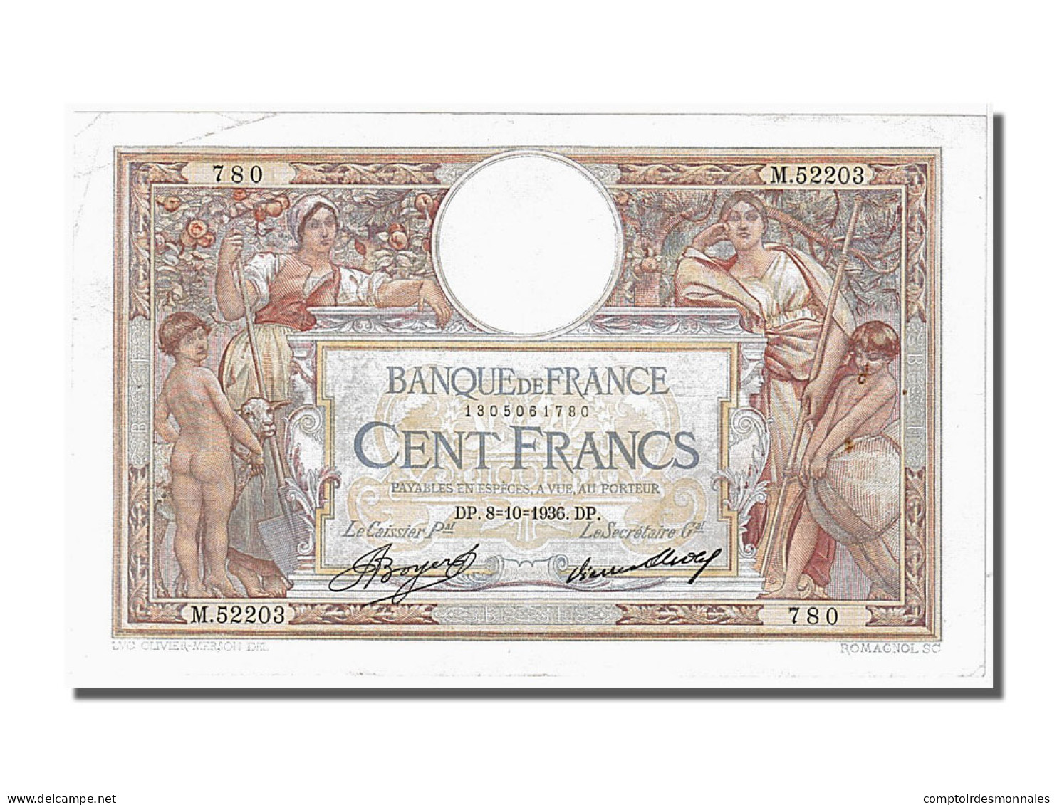 Billet, France, 100 Francs, 100 F 1908-1939 ''Luc Olivier Merson'', 1936 - 100 F 1908-1939 ''Luc Olivier Merson''