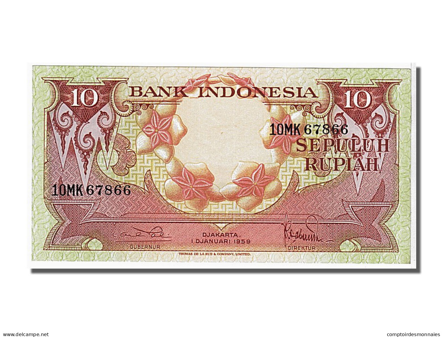 Billet, Indonésie, 10 Rupiah, 1959, 1959-01-01, NEUF - Indonésie