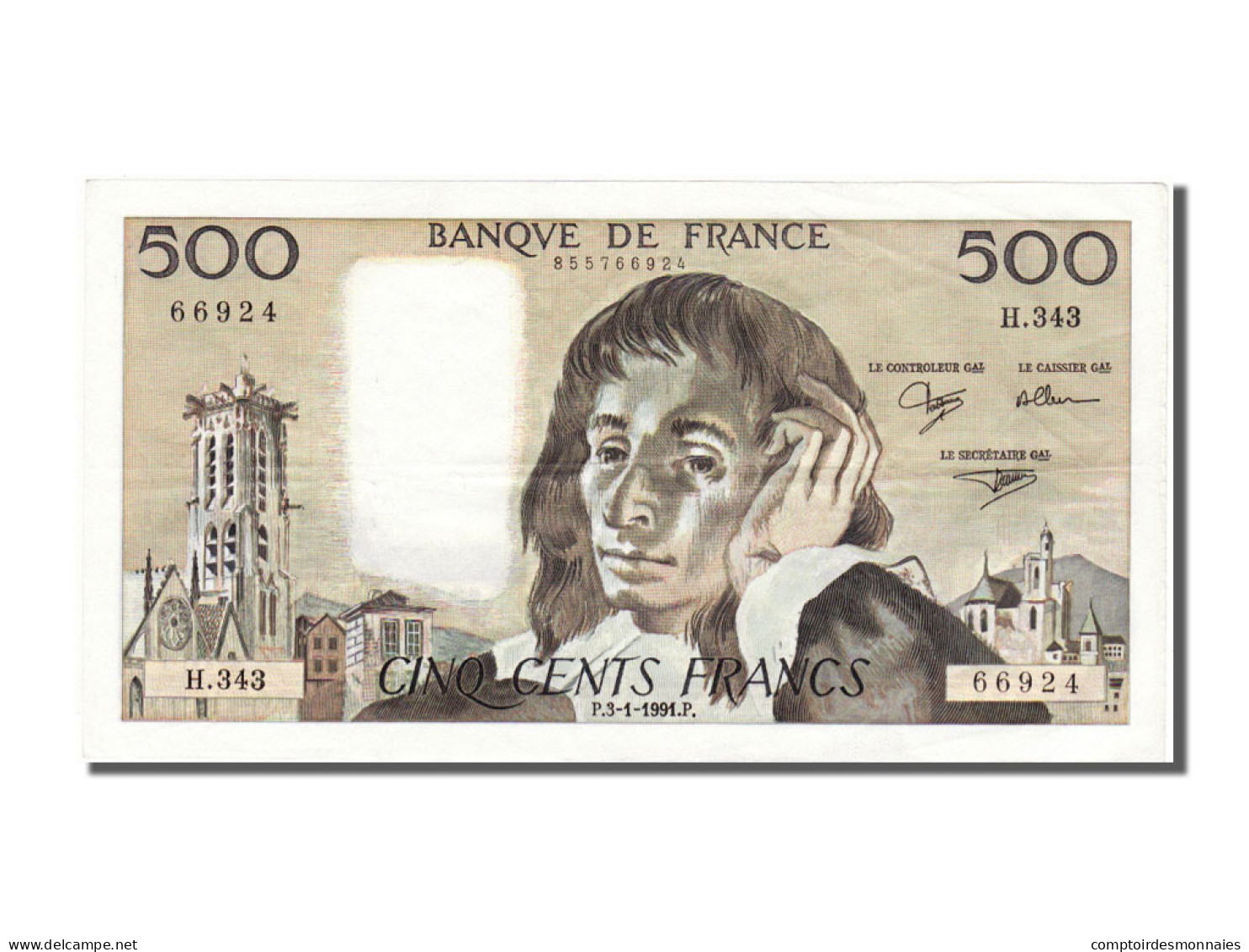 Billet, France, 500 Francs, 500 F 1968-1993 ''Pascal'', 1991, 1991-01-03, SPL - 500 F 1968-1993 ''Pascal''