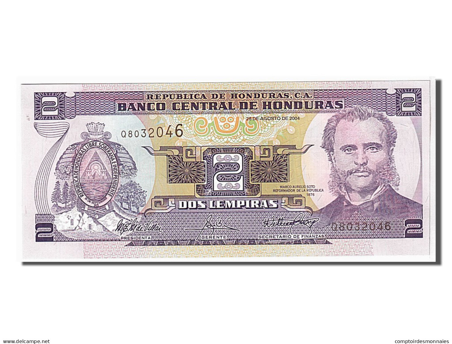 Billet, Honduras, 2 Lempiras, 2004, KM:80Ae, NEUF - Honduras