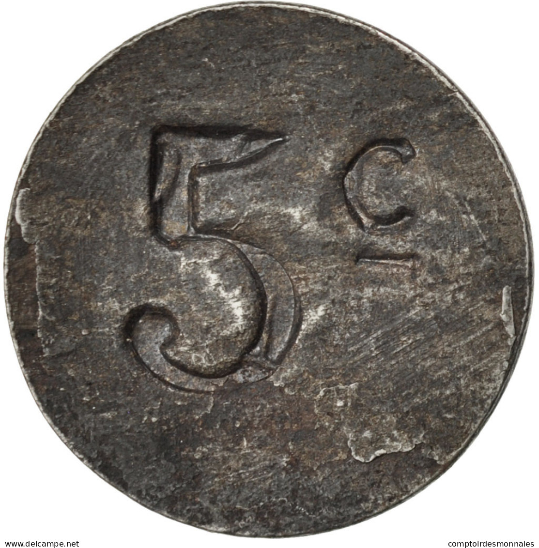 Monnaie, France, 5 Centimes, TTB, Iron, Elie:170.1 - Monétaires / De Nécessité