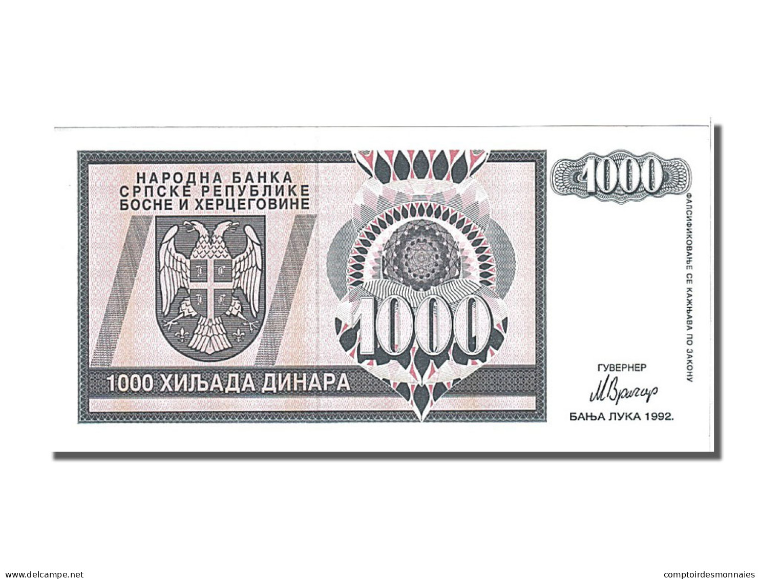 Billet, Bosnia - Herzegovina, 1000 Dinara, 1992, NEUF - Bosnia And Herzegovina