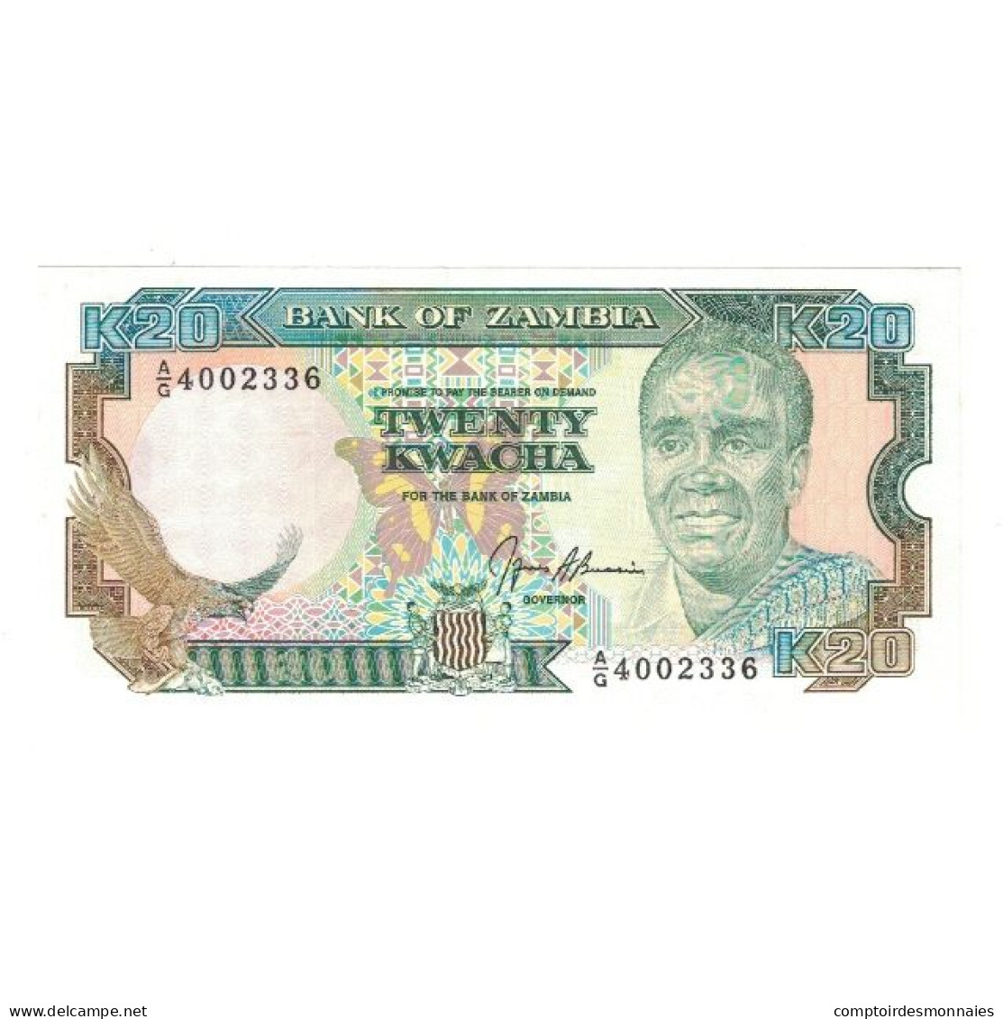 Billet, Zambie, 20 Kwacha, KM:32b, NEUF - Zambie