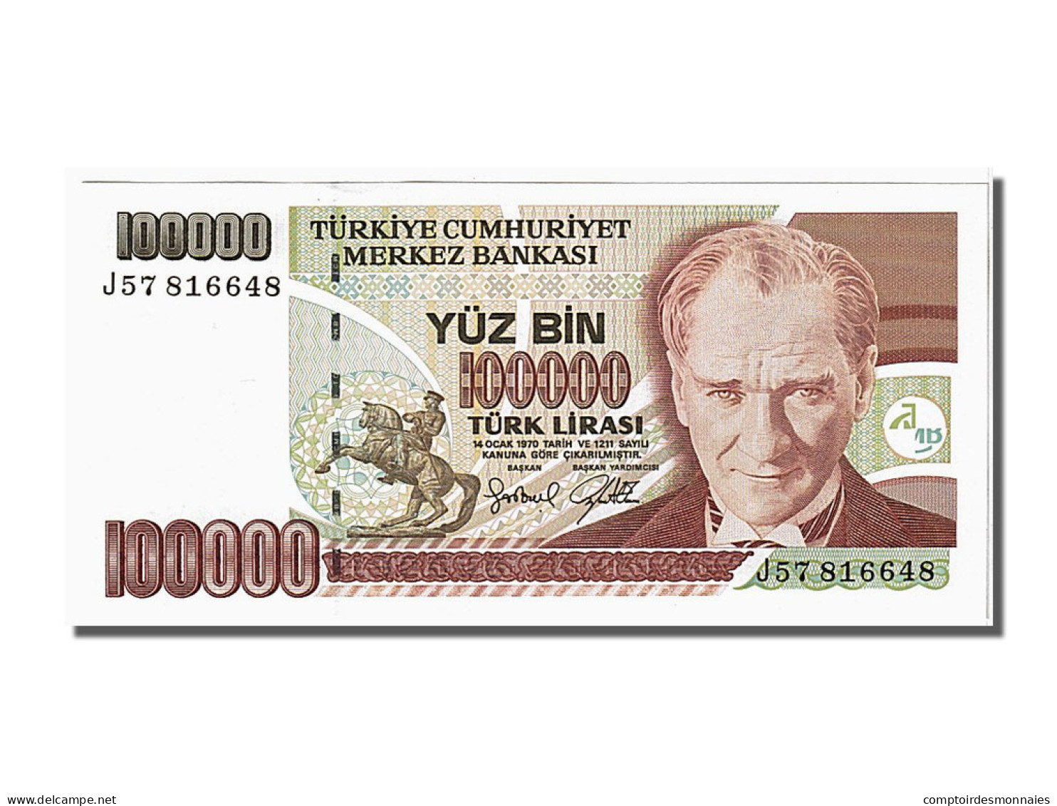 Billet, Turquie, 100,000 Lira, 1970, NEUF - Turquie