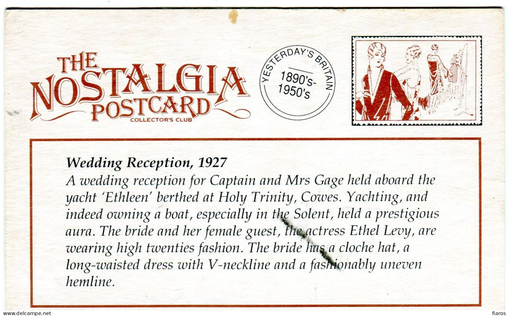 "Wedding Reception, 1927" Holy Trinity-Cowes, Isle Of Wight, Solent, Yachting, Fashion [CPM Nostalgia Postcard Repro] - Hochzeiten