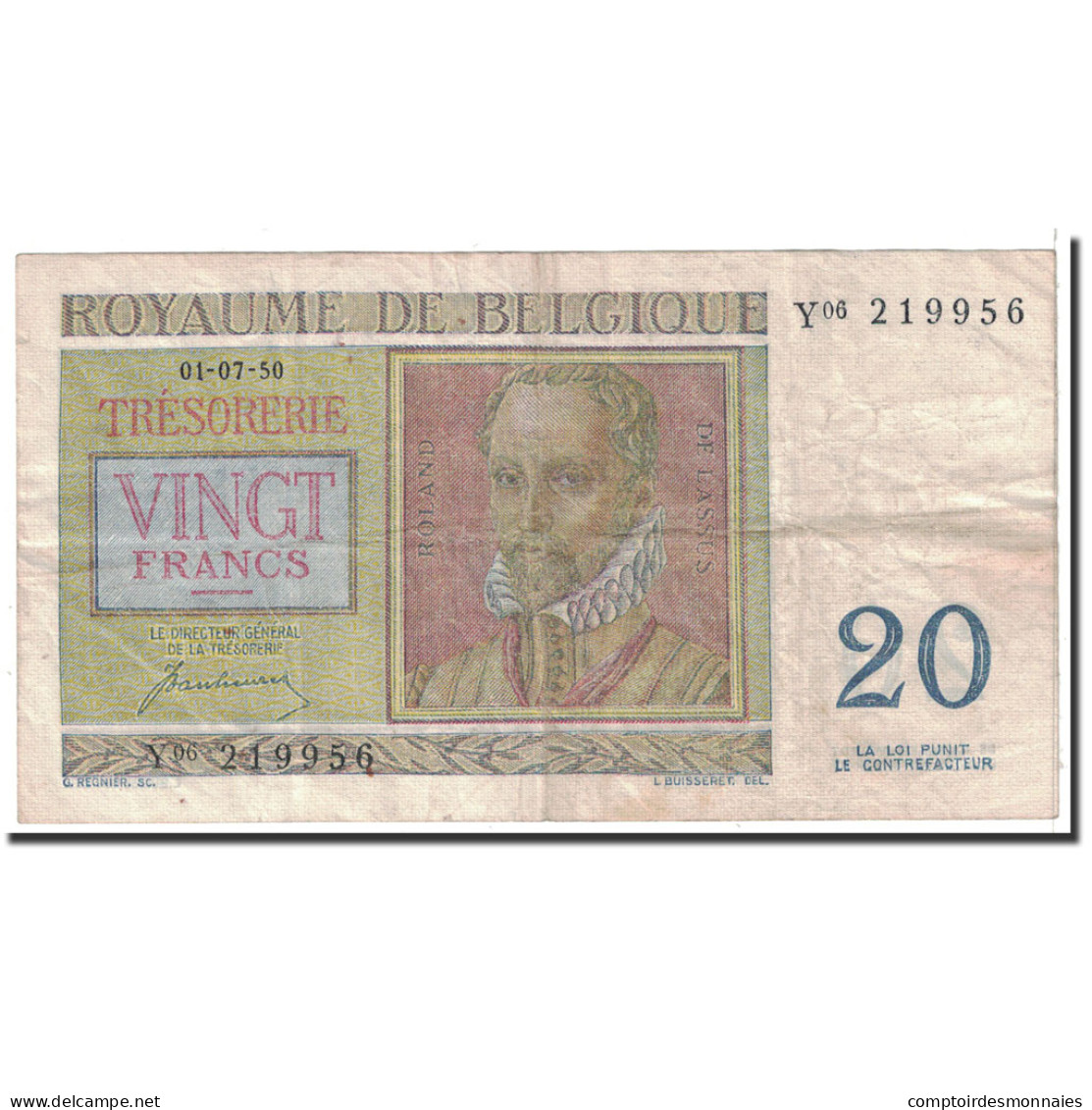 Billet, Belgique, 20 Francs, 1950, 1950-07-01, KM:132a, TB+ - 20 Francos