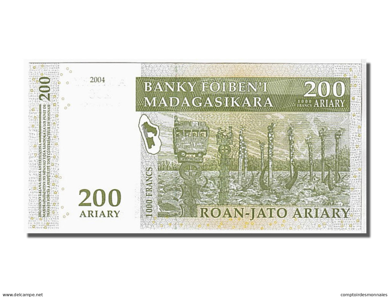 Billet, Madagascar, 200 Ariary, 2004, KM:87b, NEUF - Madagaskar