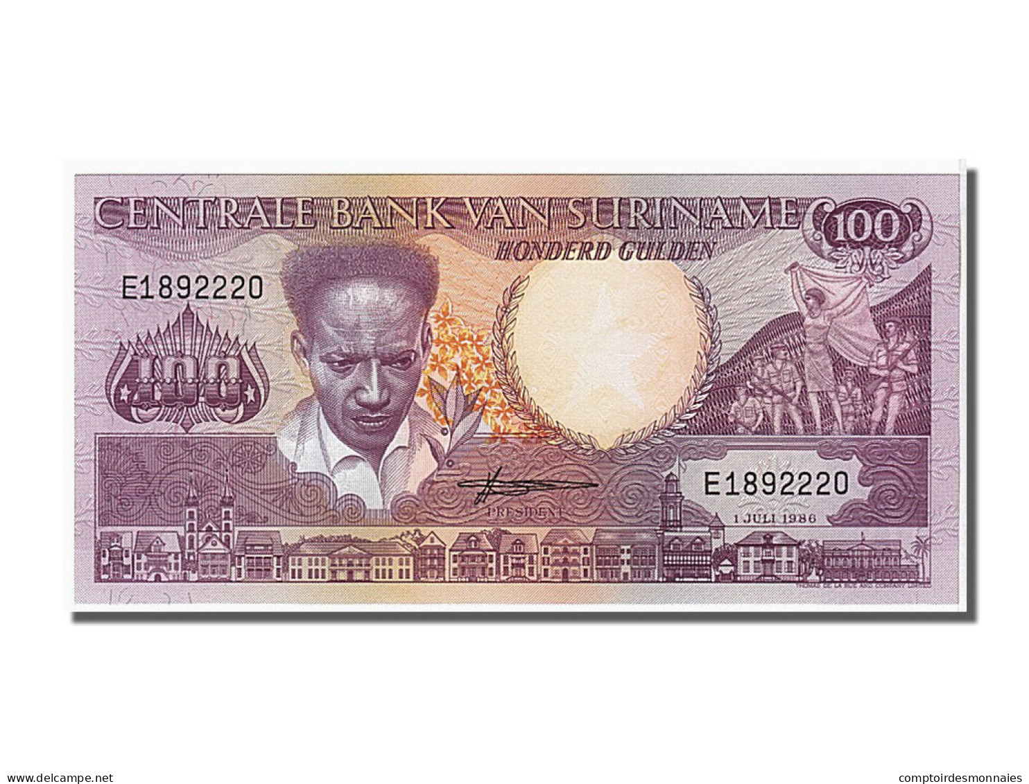 Billet, Suriname, 100 Gulden, 1986, 1986-07-01, KM:133a, NEUF - Surinam