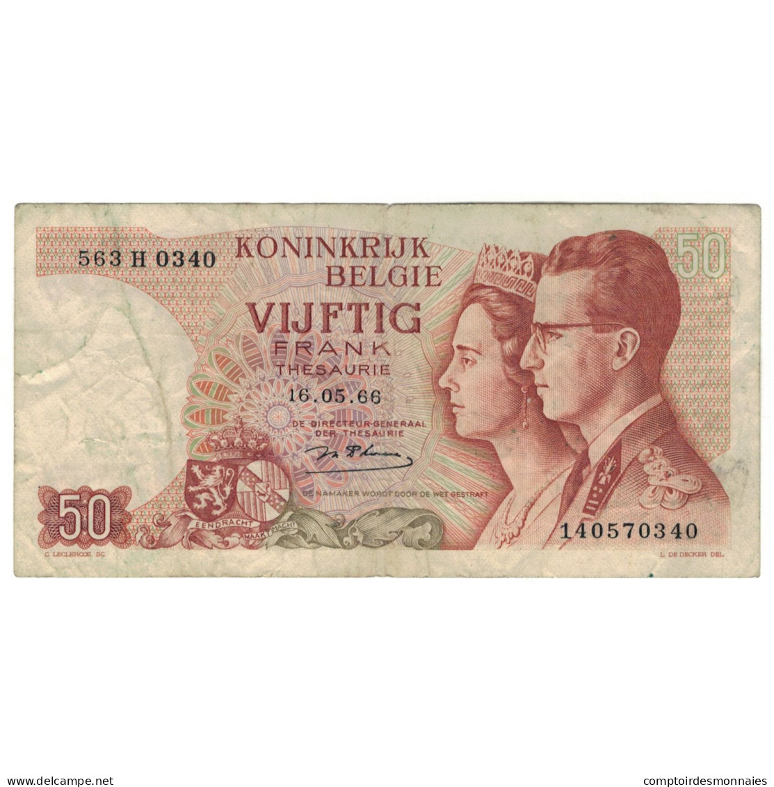 Billet, Belgique, 50 Francs, 1966, 1966-05-16, KM:139, TB - 50 Francos