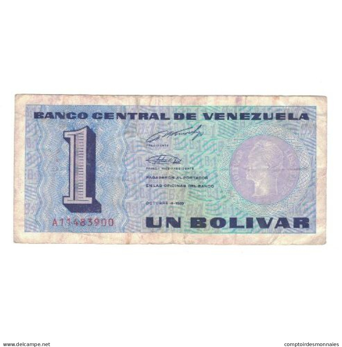 Billet, Venezuela, 1 Bolivar, 1989, 1989-10-05, KM:68, TB+ - Venezuela