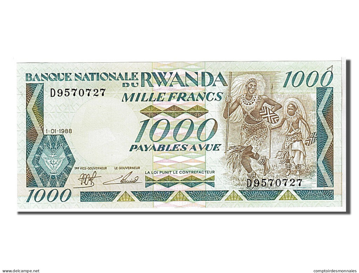 Billet, Rwanda, 1000 Francs, 1988, 1988-01-01, KM:21a, NEUF - Ruanda