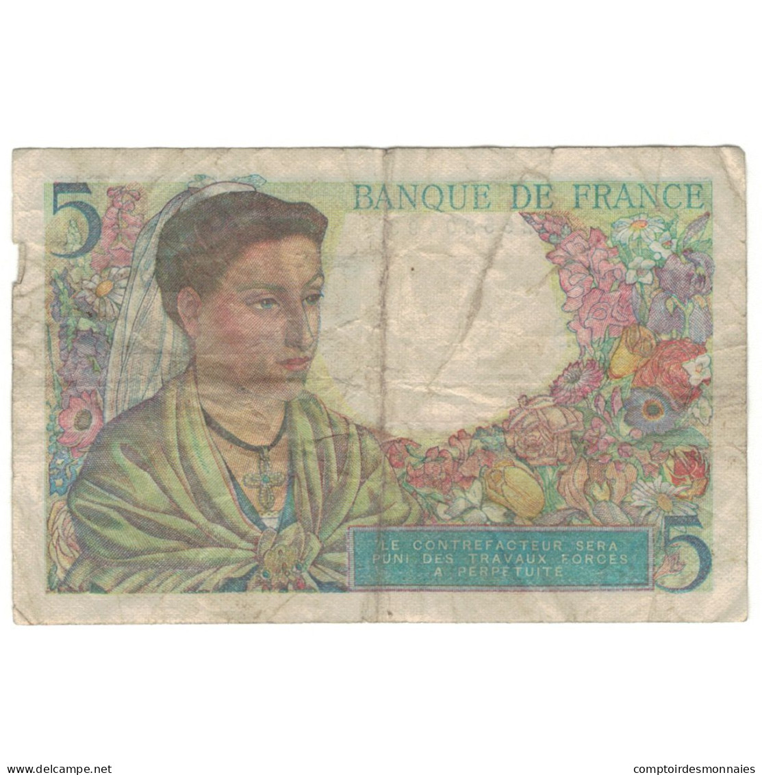France, 5 Francs, Berger, 1945, 1945-04-05, B, KM:98a - 5 F 1943-1947 ''Berger''