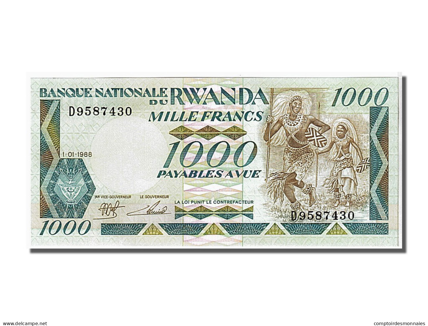 Billet, Rwanda, 1000 Francs, 1988, 1988-01-01, KM:21a, NEUF - Ruanda