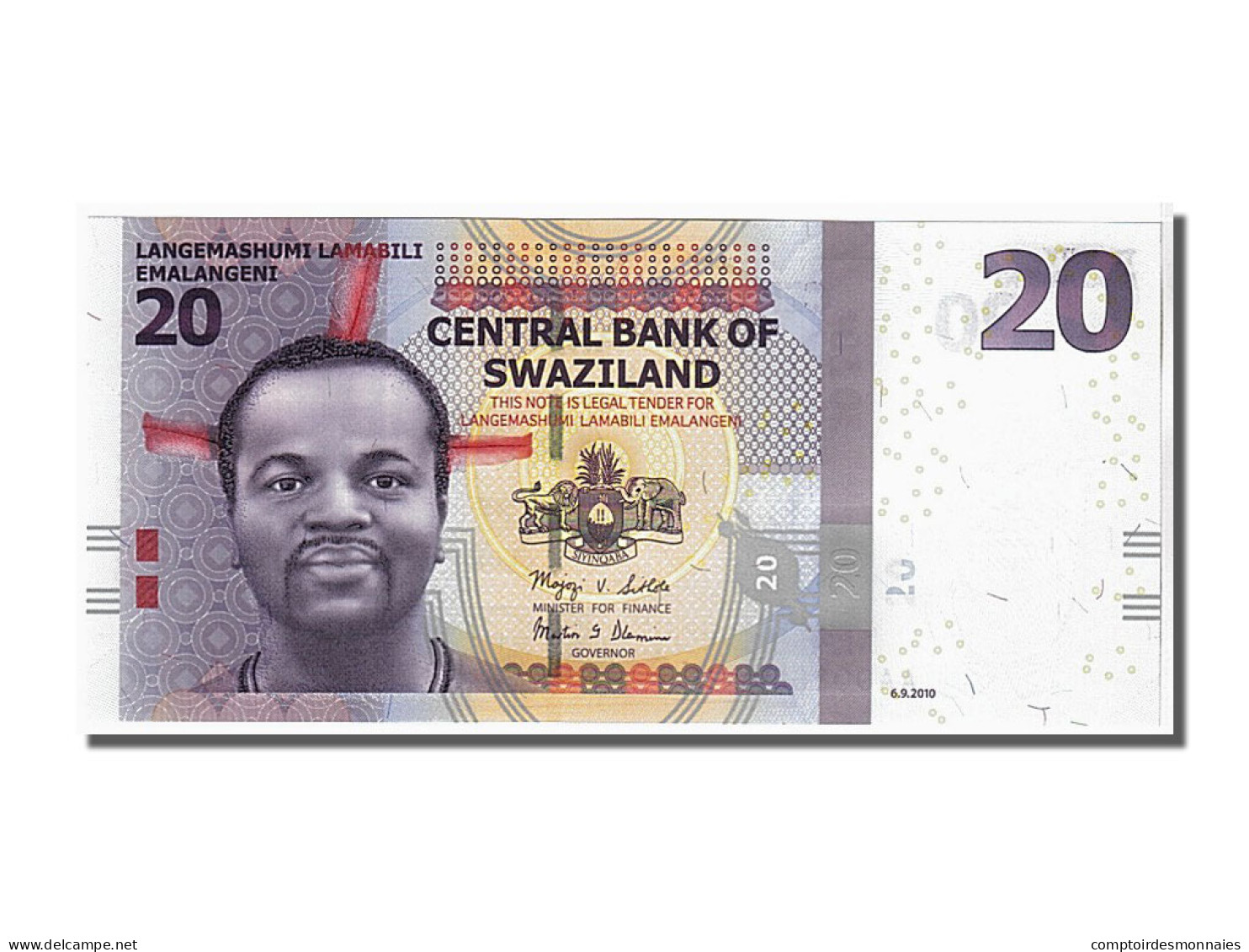 Billet, Swaziland, 20 Emalangeni, 2010, 2010-09-06, KM:37a, NEUF - Swaziland