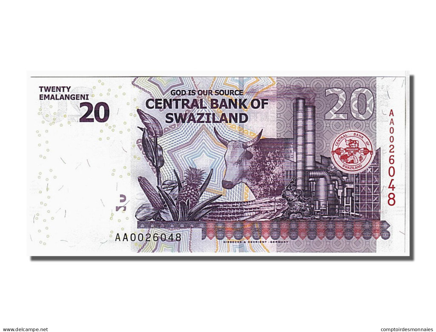 Billet, Swaziland, 20 Emalangeni, 2010, 2010-09-06, KM:37a, NEUF - Swasiland