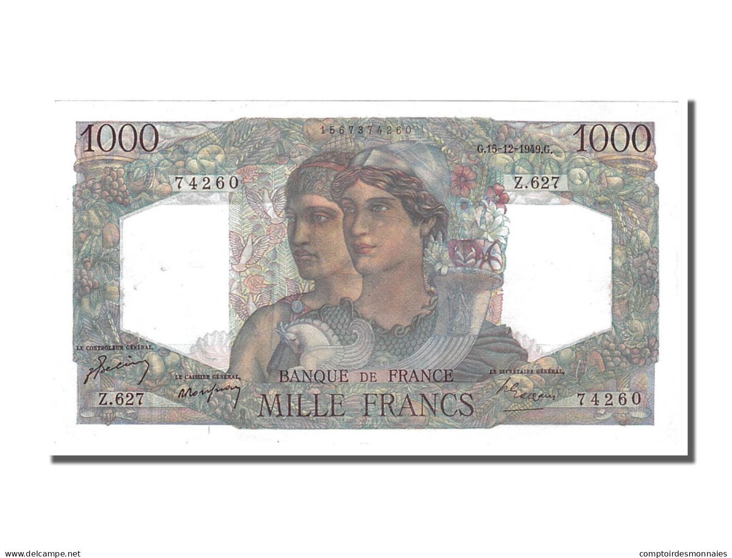 Billet, France, 1000 Francs, 1 000 F 1945-1950 ''Minerve Et Hercule'', 1949 - 1 000 F 1945-1950 ''Minerve Et Hercule''