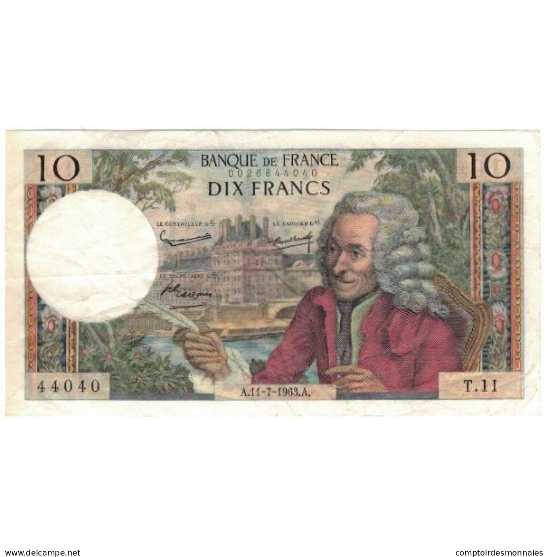 France, 10 Francs, Voltaire, 1963, R.Tondu-G.Bouchet-H.Morant, 1963-07-11, TTB - 10 F 1963-1973 ''Voltaire''